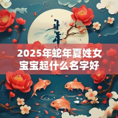 2026年马年夏姓女宝宝起什么名字好巧笑嫣然的女孩取名