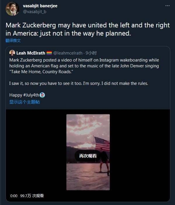 扎克伯格的社交媒体_脸书反垄断指控驳回_扎克伯格美国独立日视频