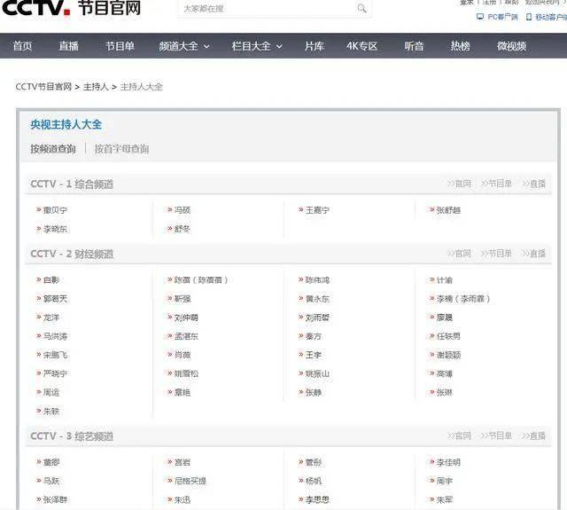 央视主持人名单更新